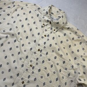 Bugle Boy Geometric Print Button Up Shirt Men's Medium Vintage 90s Casual